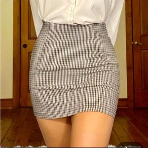 Shein Gingham Mini Pencil Skirt Straight Houndstooth Plaid